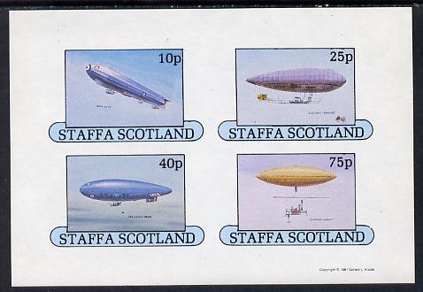 Staffa 1981 Airships #1 imperf set of 4 values (10p to 75p) unmounted mint, stamps on aviation, stamps on airships