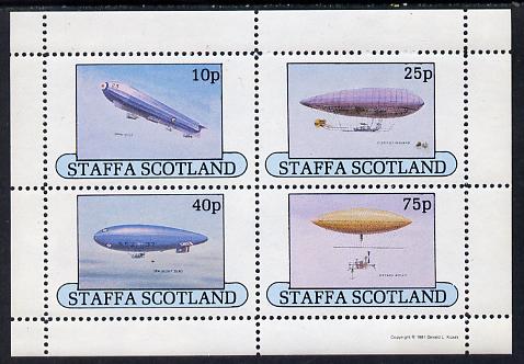 Staffa 1981 Airships #1 perf set of 4 values (10p to 75p) unmounted mint, stamps on aviation, stamps on airships