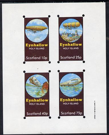 Eynhallow 1982 Airships imperf set of 4 values (10p to 75p) unmounted mint, stamps on aviation, stamps on airships
