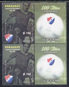 Paraguay 2004 Centenary of National Football Club G700 se-tenant with label unmounted mint, stamps on football, stamps on sport