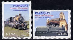 Paraguay 2004 150th Anniversary of Railways perf set of 2 unmounted mint, stamps on railways