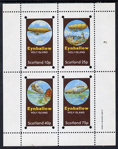 Eynhallow 1982 Airships perf set of 4 values (10p to 75p) unmounted mint, stamps on aviation, stamps on airships