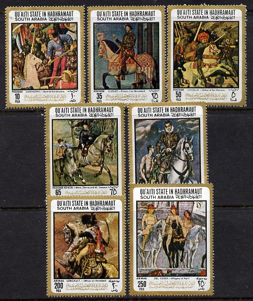 Aden - Quaiti 1967 Paintings with Horses set of 7 unmounted mint (Mi 157-63A), stamps on animals    arts  horse