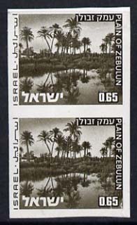 Israel 1971-79 Landscapes 65a Plain of Zebulun imperf pair, horiz crease through upper stamp and wrinkles but unmounted mint, SG 504var, stamps on tourism, stamps on judaica