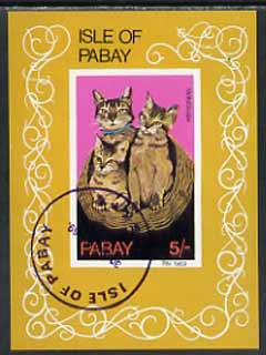 Pabay 1969 Cats imperf m/sheet (5s value showing Abyssinian) cto used, stamps on animals, stamps on cats