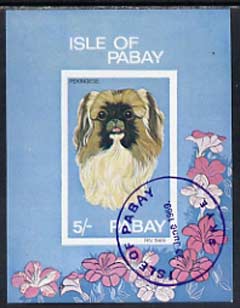 Pabay 1969 Dogs imperf m/sheet (5s value showing Pekingese) cto used, stamps on animals, stamps on dogs