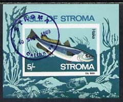 Stroma 1969 Fish 5s (Hake) imperf m/sheet cto used, stamps on fish, stamps on marine life