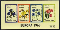 Pabay 1963 Europa Flowers imperf sheetlet containing set of 4 values unmounted mint (Rosen PA11), stamps on , stamps on  stamps on europa, stamps on  stamps on flowers
