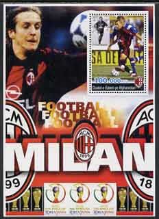 Afghanistan 2001 Football #2 (AC Milan - Shevchenko) perf souvenir sheet unmounted mint, stamps on football, stamps on sport