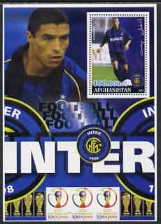 Afghanistan 2001 Football #3 (Inter Milan - Cordoba) perf souvenir sheet unmounted mint, stamps on football, stamps on sport
