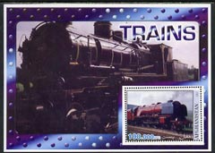 Afghanistan 2001 Trains #3 perf souvenir sheet unmounted mint, stamps on railways