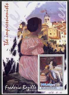 Afghanistan 2001 The Impressionists - Frederic Bazille #2 perf souvenir sheet unmounted mint, stamps on arts, stamps on bazille