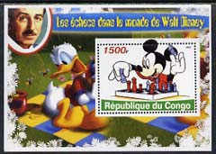 Congo 2005 Chess in the World of Walt Disney #4 perf souvenir sheet unmounted mint, stamps on films, stamps on cinema, stamps on entertainments, stamps on disney, stamps on chess, stamps on cartoons
