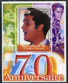 Cameroun 2005 70th Anniversary of Elvis Presley #2 perf souvenir sheet unmounted mint, stamps on personalities, stamps on elvis, stamps on cinema, stamps on music, stamps on pops
