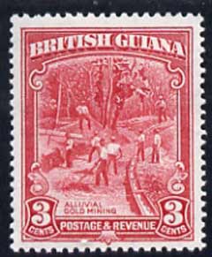 British Guiana 1934-51 KG5 Gold Mining 3c P12.5 x 13.5 unmounted mint SG 290a, stamps on gold, stamps on mining, stamps on  kg6 , stamps on  kg5 , stamps on 