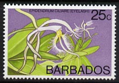 Barbados 1975-79 Eyelash Orchid 25c unmounted mint SG 518, stamps on flowers, stamps on orchids