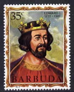Barbuda 1970-71 English Monarchs SG 50 Edward I unmounted mint*, stamps on royalty