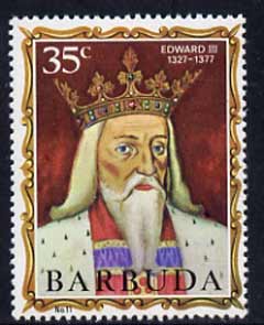 Barbuda 1970-71 English Monarchs SG 52 Edward III unmounted mint*, stamps on royalty