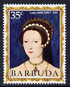 Barbuda 1970-71 English Monarchs SG 63 Lady Jane Grey unmounted mint*, stamps on royalty