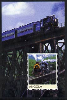 Angola 2000 Steam Locos #01 perf m/sheet unmounted mint, stamps on , stamps on  stamps on railways, stamps on  stamps on bridges