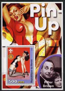 Benin 2003 Pin-Up Art of Peter Driben perf m/sheet unmounted mint, stamps on women, stamps on fashion, stamps on arts, stamps on fantasy