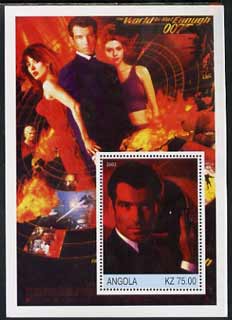 Angola 2002 History of the Cinema #04 (James Bond - The World Is Not Enough) perf m/sheet unmounted mint, stamps on movies, stamps on films, stamps on  spy , stamps on cinena