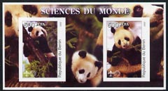 Benin 2002 Pandas imperf m/sheet containing 2 values each with Scout Logo, unmounted mint, stamps on animals, stamps on bears, stamps on pandas, stamps on scouts