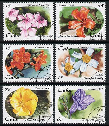 Cuba 1997 Flowers complete perf set of 6 values cto used*, stamps on flowers