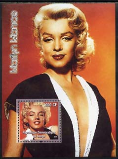Congo 2005 Marilyn Monroe perf s/sheet #01 unmounted mint, stamps on films, stamps on cinema, stamps on entertainments, stamps on women, stamps on personalities, stamps on marilyn, stamps on monroe