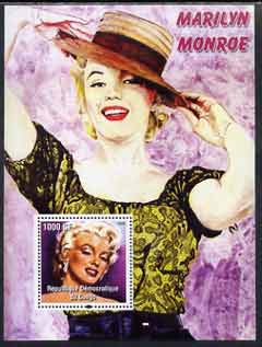 Congo 2005 Marilyn Monroe perf s/sheet #02 unmounted mint, stamps on films, stamps on cinema, stamps on entertainments, stamps on women, stamps on personalities, stamps on marilyn, stamps on monroe