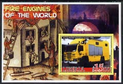 Liberia 2005 Fire Engines of the World #03 perf s/sheet unmounted mint, stamps on fire