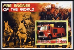 Liberia 2005 Fire Engines of the World #04 perf s/sheet unmounted mint, stamps on fire, stamps on horses