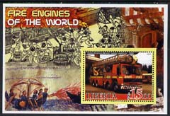 Liberia 2005 Fire Engines of the World #05 perf s/sheet unmounted mint, stamps on fire