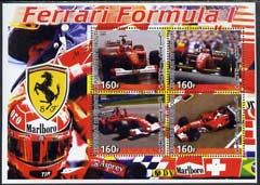 Djibouti 2005 Ferrari Racing Cars perf sheetlet containing set of 4 values unmounted mint, stamps on cars, stamps on racing cars, stamps on  f1 , stamps on ferrari