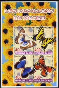 Mali 2005 Butterflies perf sheetlet containing set of 4 values unmounted mint, stamps on butterflies