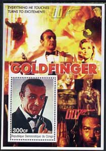 Congo 2003 James Bond Movies #03 - Goldfinger perf s/sheet unmounted mint, stamps on movies, stamps on films, stamps on  spy , stamps on cinena