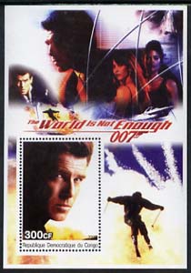 Congo 2003 James Bond Movies #19 - The World Is Not Enough perf s/sheet unmounted mint, stamps on movies, stamps on films, stamps on  spy , stamps on cinena
