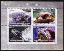 Congo 2005 Turtles perf sheetlet containing 4 values fine cto used, stamps on animals, stamps on turtles, stamps on reptiles