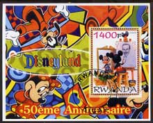 Rwanda 2005 50th Anniversary of Disneyland perf m/sheet #02 fine cto used, stamps on disney, stamps on 