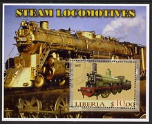 Liberia 2005 Steam Locomotives #01 perf m/sheet fine cto used, stamps on railways