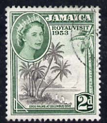 Jamaica 1953 Royal Visit 2d fine cds used SG 154, stamps on royalty, stamps on royal visit