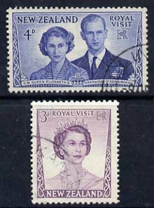 New Zealand 1953 Royal Visit perf set of 2 cds used, SG 721-22, stamps on royal visit, stamps on royalty