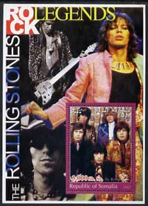 Somalia 2002 Rock Legends - Rolling Stones perf s/sheet unmounted mint, stamps on music, stamps on pops, stamps on 