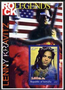 Somalia 2002 Rock Legends - Lenny Kravitz perf s/sheet unmounted mint, stamps on music, stamps on pops, stamps on 