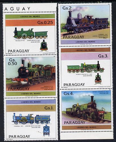 Paraguay 1984 Steam Engines set of 6 unmounted mint, stamps on railways