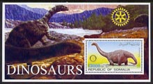 Somalia 2002 Dinosaurs perf s/sheet #2 (with Rotary Logo) fine unmounted mint, stamps on dinosaurs, stamps on rotary