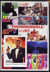 Congo 2003 James Bond Movies #04 - Thunderball imperf s/sheet unmounted mint, stamps on movies, stamps on films, stamps on  spy , stamps on cinena