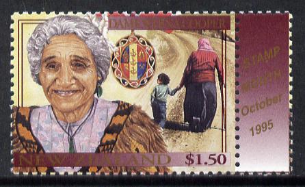 New Zealand 1995 Dame Whina Cooper (Maori Leader) from Famous New Zealanders set unmounted mint, SG 1940, stamps on personalities, stamps on cultures