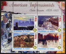 Guinea - Conakry 2003 American Impressionists - Childe Hassam perf sheetlet containing set of 4 values each with Rotary Logo unmounted mint, stamps on , stamps on  stamps on arts, stamps on  stamps on rotary