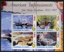 Guinea - Conakry 2003 American Impressionists - John Henry Twachtman perf sheetlet containing set of 4 values each with Rotary Logo unmounted mint, stamps on arts, stamps on rotary